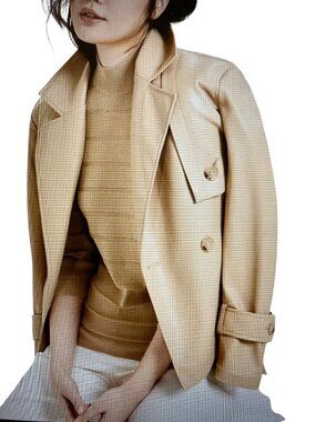 ANNE KLEIN WOMENS FAUX-LEATHER BELTED SH COFFEE CREAM 6  NWT